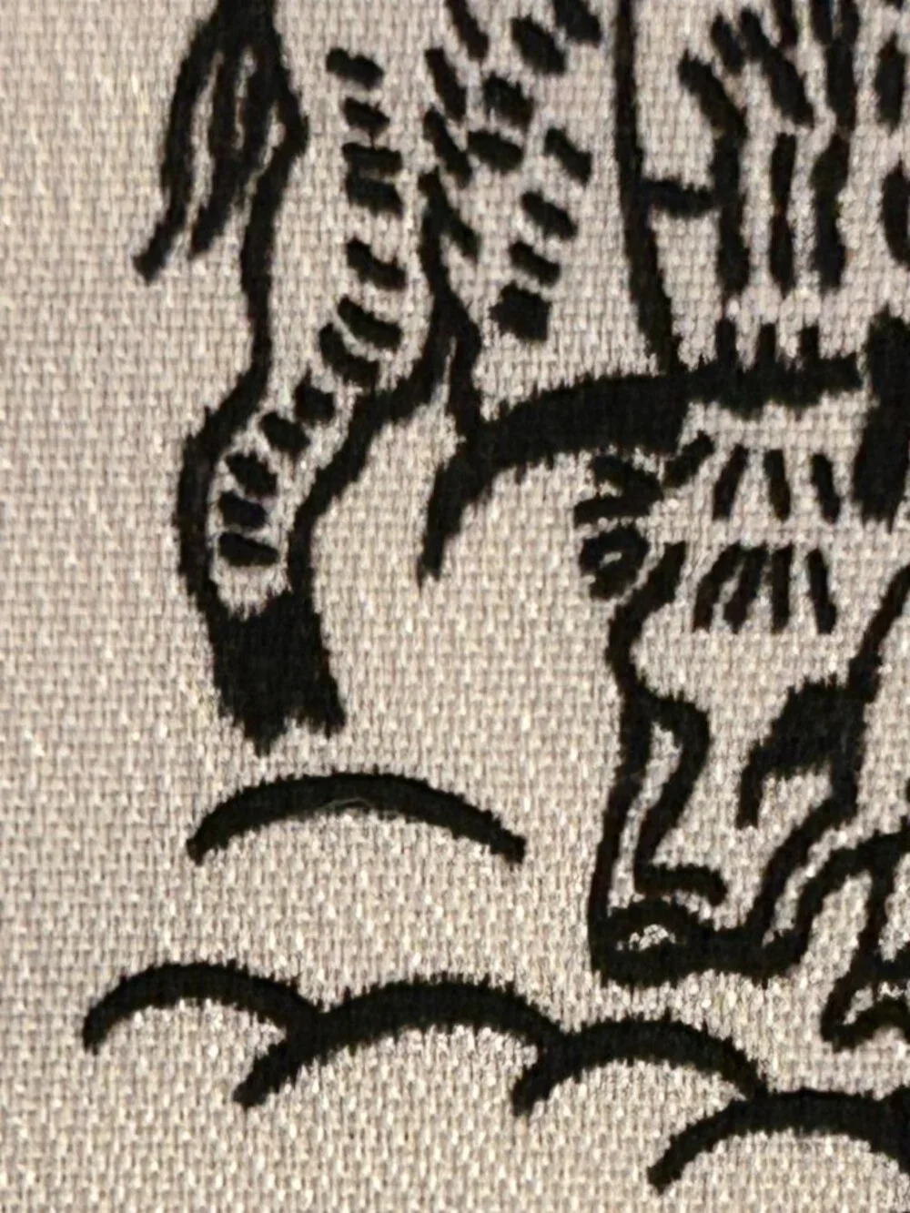 Vintage Toile Asian Scenes Satin Black & White Fabric LONG PIECE 44 x 275 inch